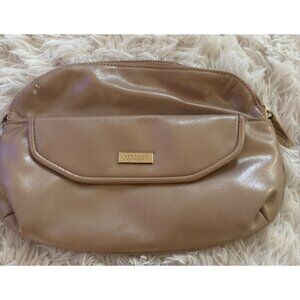 Versace Parfums Gold-Tone Cosmetic Bag With Zippered Closure & Front Pocket Reac
